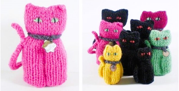 adorably lucky knitted cats